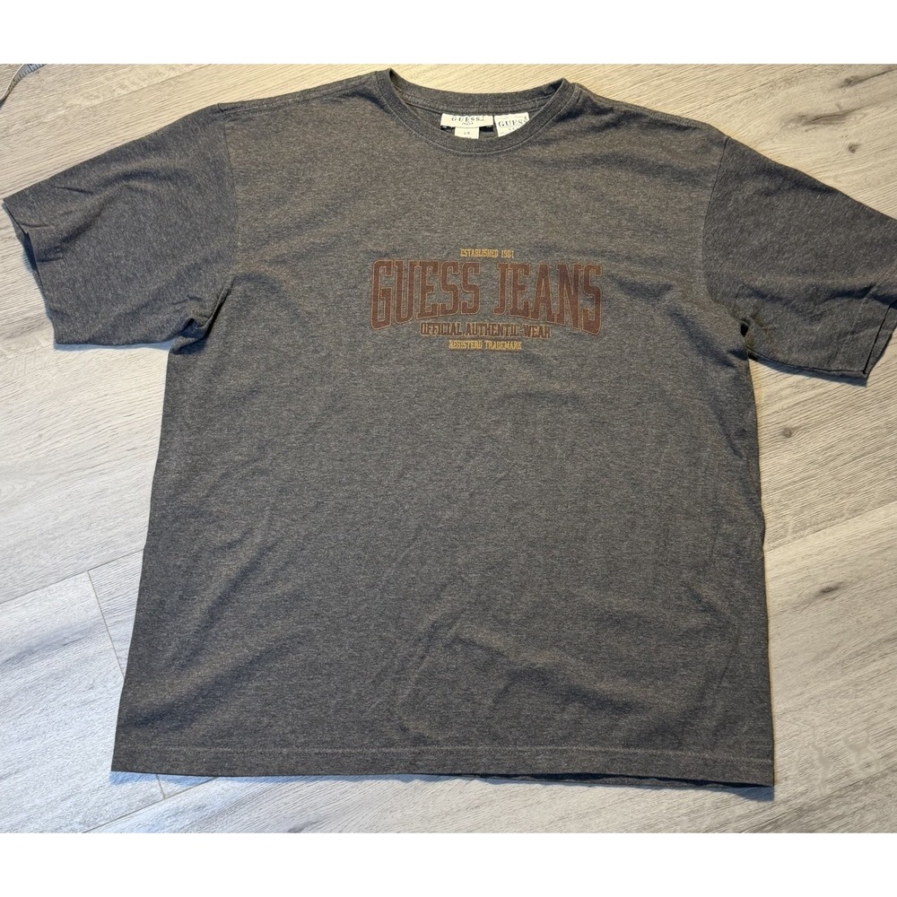 Guess Jeans T Shirt Mens Large Gray Logo Graphic‎ Casual Streetwear Tee Y2K